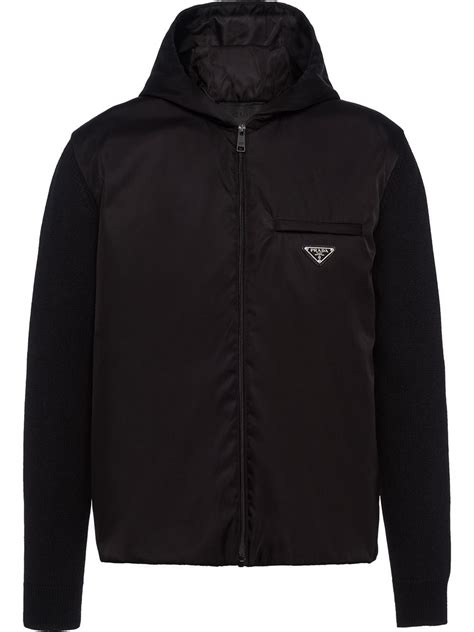 prada hoodie zip up|prada cropped hoodie.